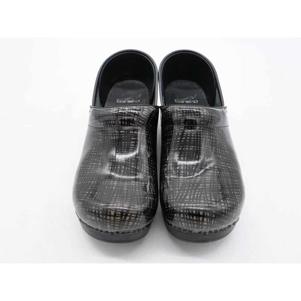 Dansko Original Professional Womens 11 Clogs Black Metallic Patent Leather Shoe - Picture 7 of 11